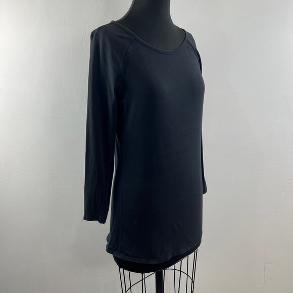 LULULEMON Black Top Cotton Scoop Neck Raglan Sleeve Casual Pullover Tee 6? - Picture 3 of 5
